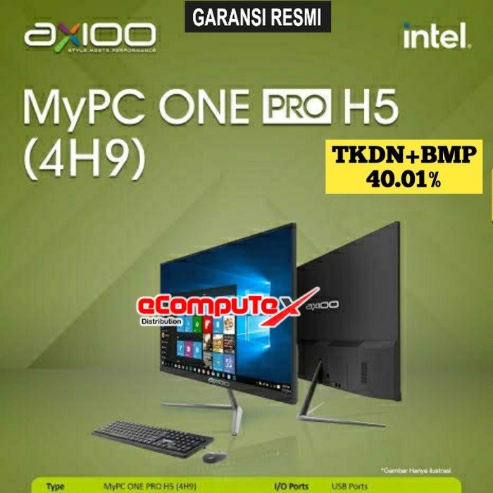 PC AIO AXIOO MYPC ONE PRO H5 (4H9) i5-8259U 4GB 1TB 21.5&quot;FHD TKDN RESMI