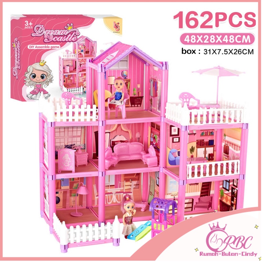 COD 162PCS Mainan Princess Castle House Rumah Rumahan Doll House Barbie Play House Kado Ulang Tahun Cewek Perabot Mainan