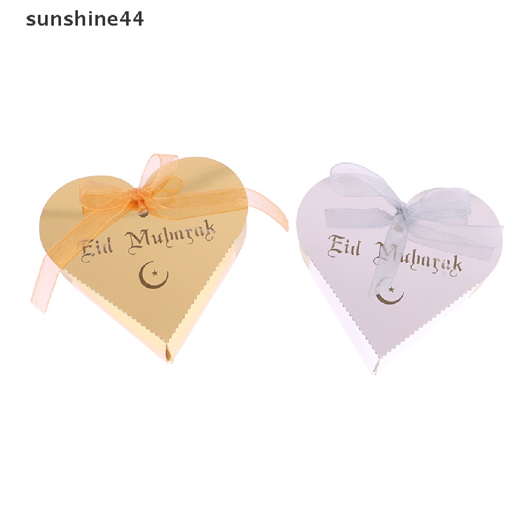 Sunshine 10Pcs Eid Mubarak Candy Box Ramadan Kareem Souvenir Kotak Kemasan Kado Decor ID