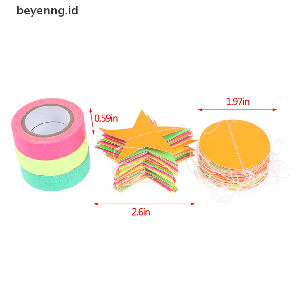Beyen 1ps Luminous Tape Neon Kertas Garland Gantung Dot Bintang Glow in the dark Neon Tape ID