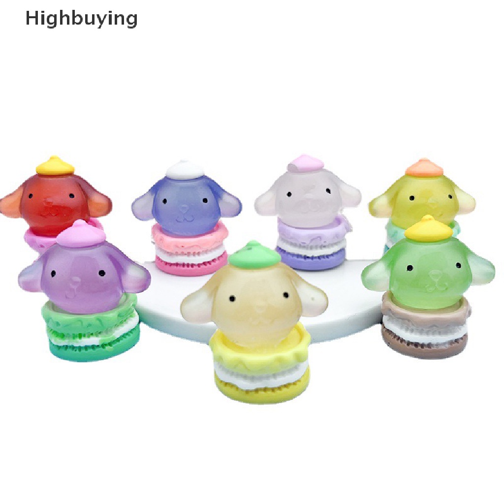 Hbid 5Pcs 3D Luminous Macaron Cinnamon Dog DIY Aksesoris Shell Ponsel Simulasi Resin Ornamen Glory