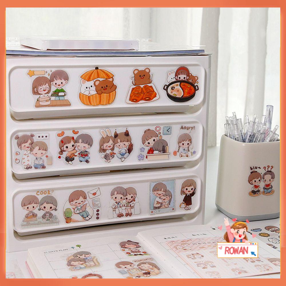 R-flower Sticker Stationery Jurnal Scrapbooking Stiker PET Cewek Cowok Lucu