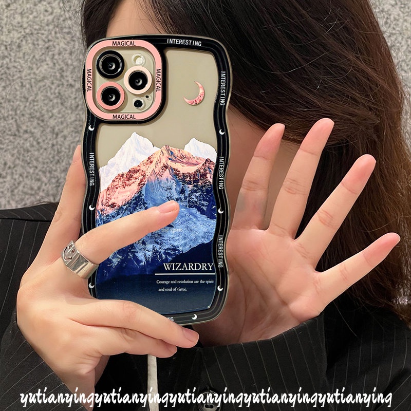 Fantasy Casing Redmi 10A 9T 9 9A 10C A1+10A1 9C NFC Mi 11T Pro Redmi Note 10s 8 11s 9 11Pro 10 11 9s 10Pro Max POCO X3 NFC Pro M3 Sun Moon Snow Gunung Lembut Bergelombang Tepi Sarung