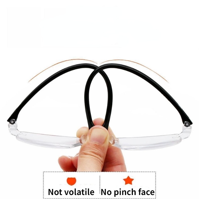 (YUZHU) Vintage Fashion Frameless Plastik Kacamata Baca Fashion Sederhana Persegi Panjang Kacamata Baca Unisex