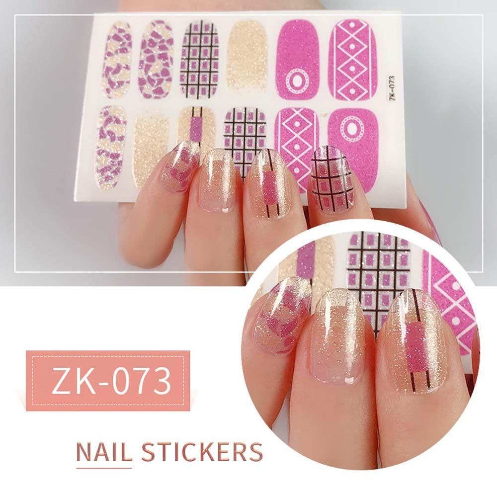 AUGUSTINA Agustina Bunga Stiker Kuku Wanita Full Cover Nail Tips Daun Daisy Nail Art Dekorasi