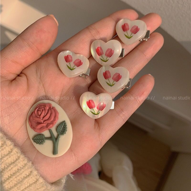 1pc Fashion Wanita Resin Geometris Jantung Bunga Jepit Rambut