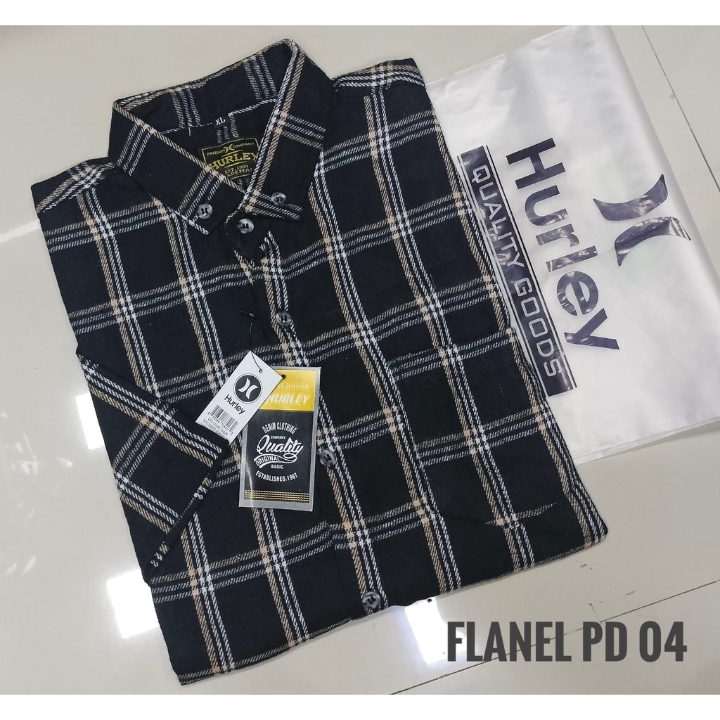 GMK - Promo Kemeja Flanel Kotak Catur Hitam Putih Abu Pria Lengan Pendek Kemeja Flannel Cowok Lengan pendek