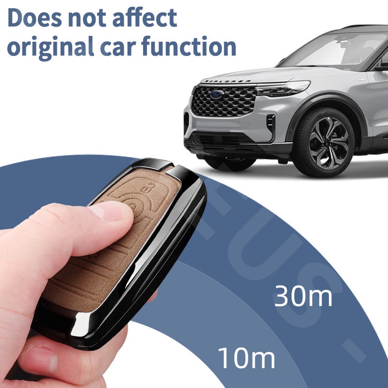 Ford Zinc Alloy Leather Case Kunci Mobil Full Wrap Cover Smart Key Protector Untuk Fiesta Ranger Ecosport Focus Everest Mustang