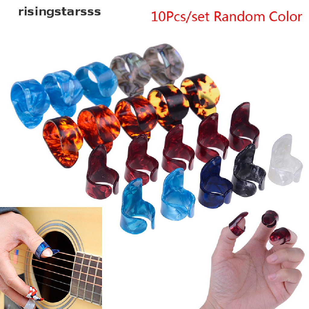 Rsid Span-new Gitar 10pcs Plectrum Nail Picking Thumb Finger Picks Stainless Steel celluloid Jelly