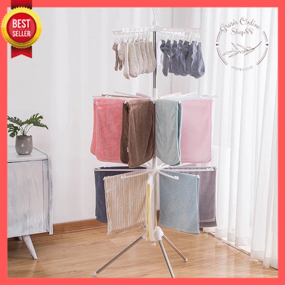 GOS -Z115- Foldable Clothes Drying Airer Rak jemuran lipat /jemuran menara 3 tingkat