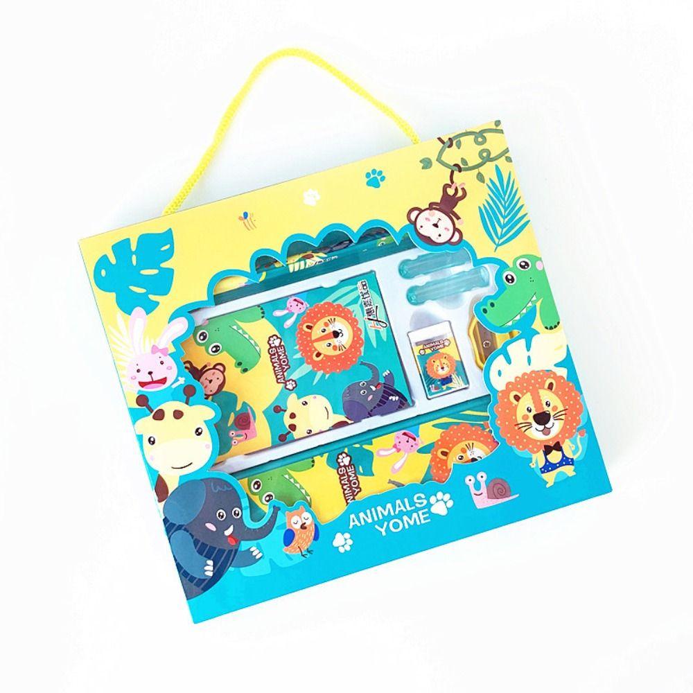 Lanfy set Penggaris Penghapus Pensil 8 Pcs/set Kawaii Anak Murid Kartun Perlengkapan Sekolah Anak Sd Hadiah