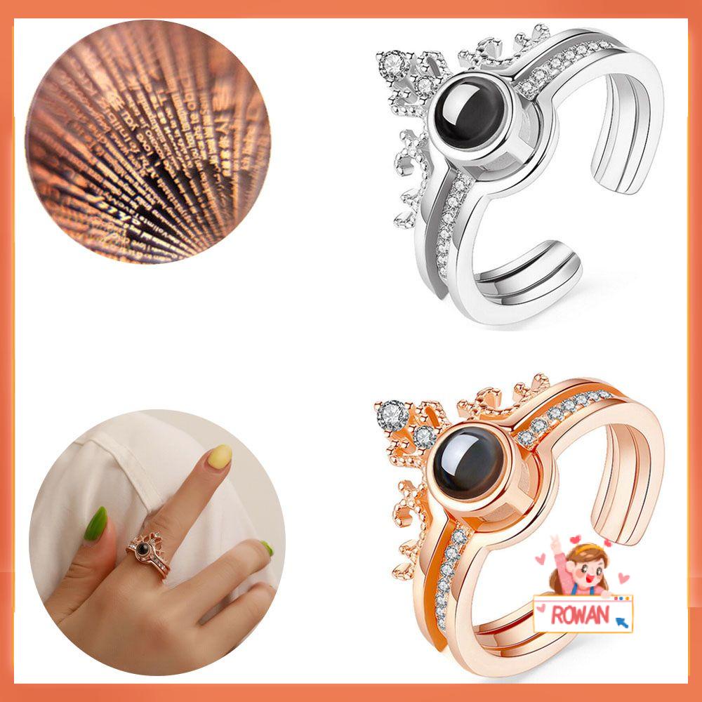 R-flower Projection Ring Adjustable Opening Rhinestone 100bahasa