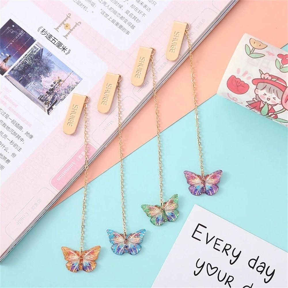 Mxbeauty Butterfly Bookmark Kawaii Perlengkapan Sekolah Capung Untuk Anak Perempuan Membaca Tanda Buku Alat Tulis Bookmark Liontin