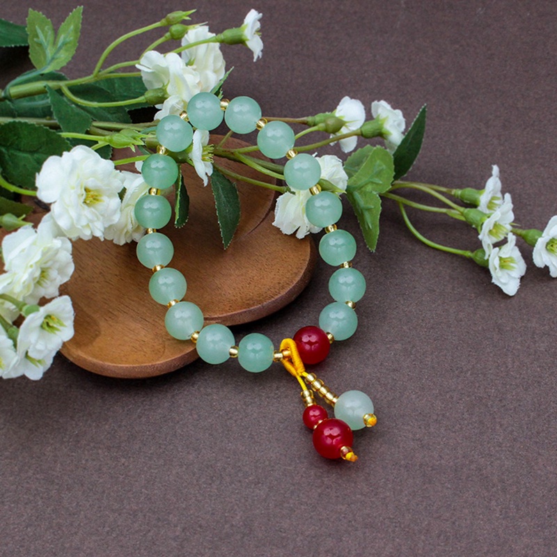 Giok Hijau Manik-Manik Unicorn Gelang Wanita Bulat Chalcedony Buddha Bead Yoga Bangles Penyembuhan Energi Perhiasan Hadiah