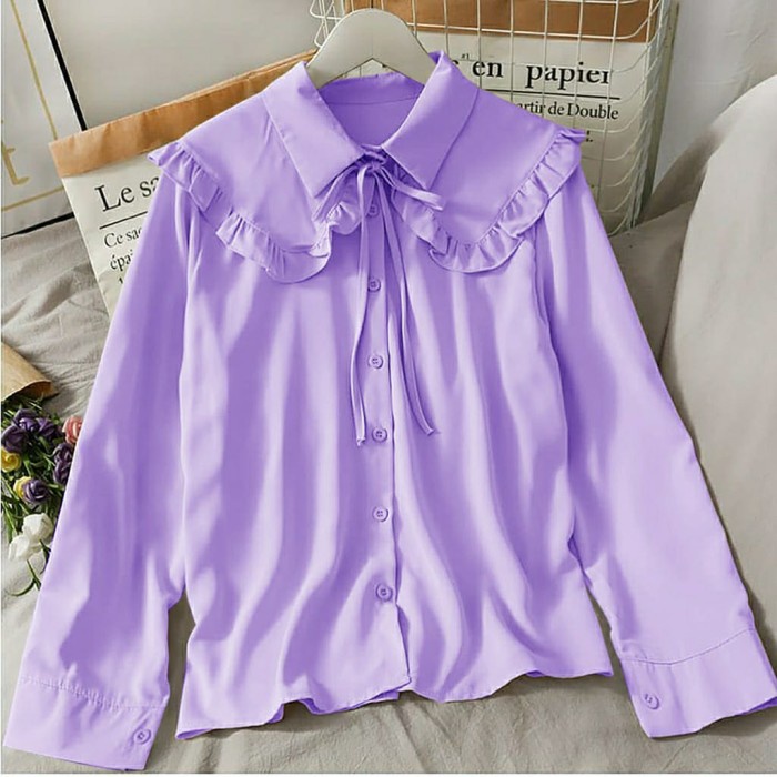 Promo - BLOUSE WANITA JENNIE TOP ATASAN KOREA - Lilac - Sedia baju atasan wanita kemeja terbaru keki