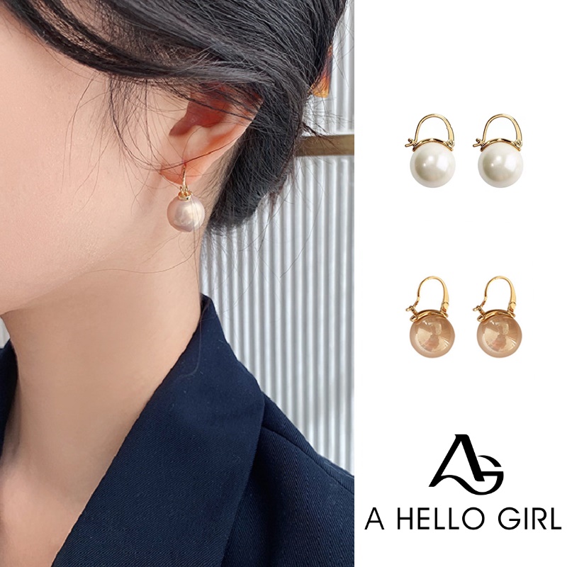 Anting Mutiara Besar Gaya Retro Korea Untuk Wanita