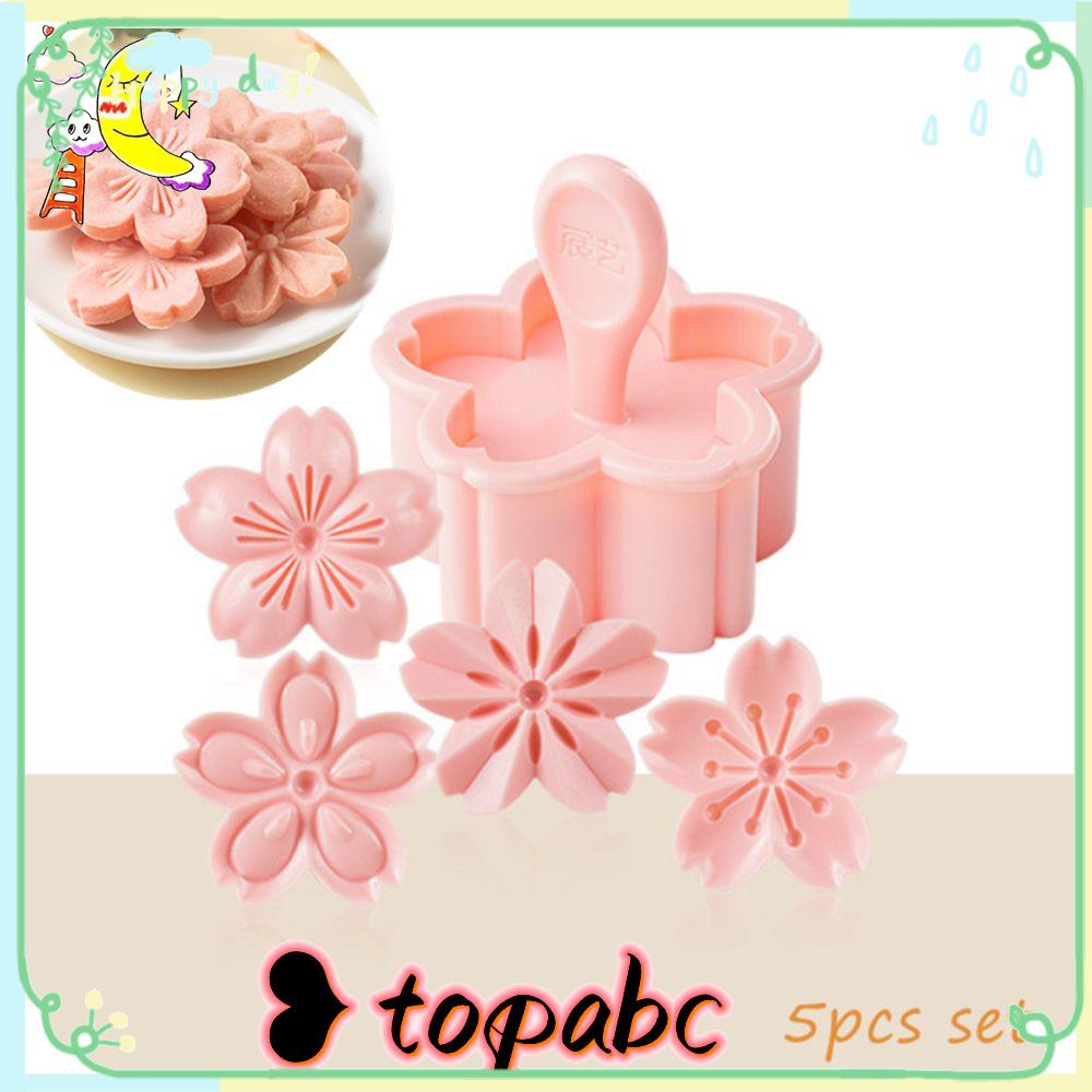 Top 5pcs/set Cetakan Kue Kering Cherry Blossom Alat Kue Baking Cookie Cutter DIY Floral Mold Plunger 3D Cookie Baking Molds