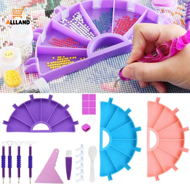 1set Palet Piring Bor Kapasitas Besar/6Kisi Nampan Penyimpanan Alat Lukisan Berlian/DIY Nail Art Beads Accessories Organizer