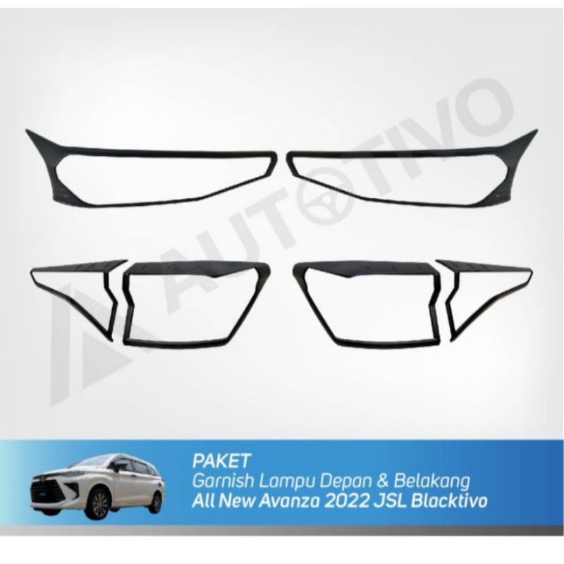 paket garnish list cover lampu depan belakang hitam doff Avanza Xenia 2022-2026 Variasi mobil