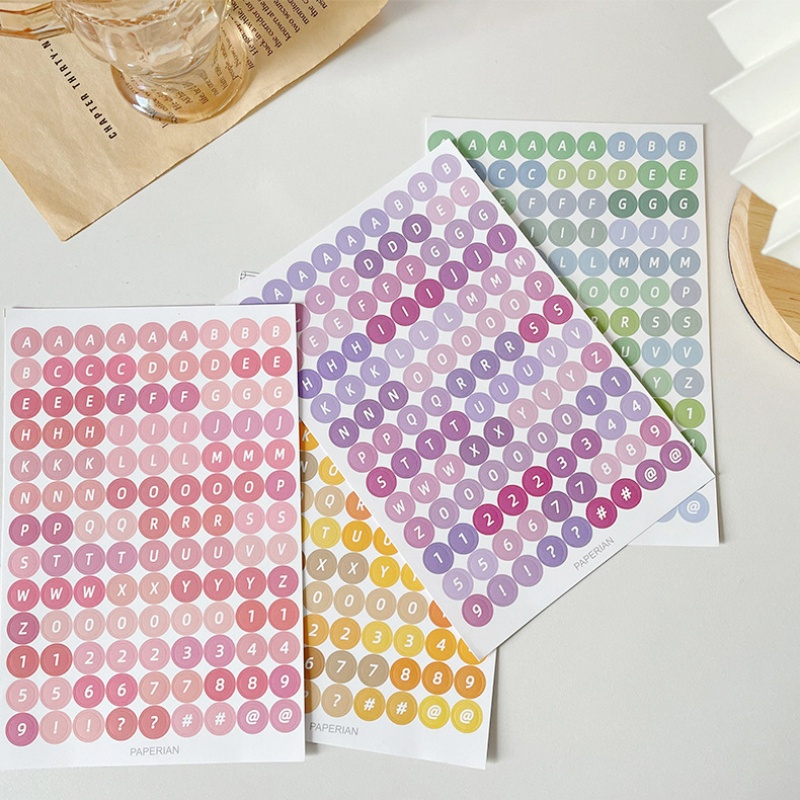 Colorful Angka Huruf Alfabet Stiker/DIY Self-adhesive Scrapbooking Planner Notebook Stiker/Bulat Decal Jurnal Dekorasi