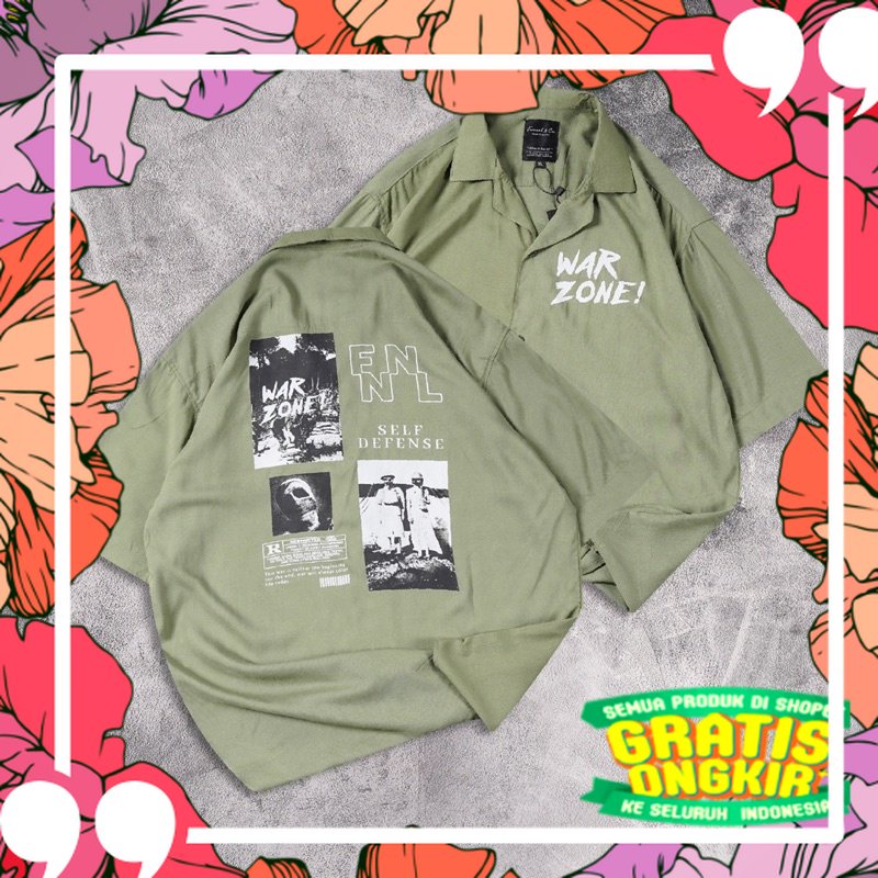 Paling Laris /[N00687] Kemeja Distro Motif / Full Print Motif WAR ZONE