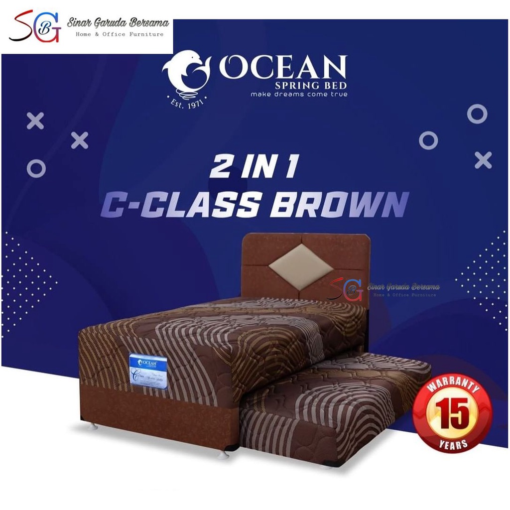 OCEAN KASUR SPRING BED 2IN1 SORONG / KASUR DORONG 2IN1 WARNA COKELAT OCEAN