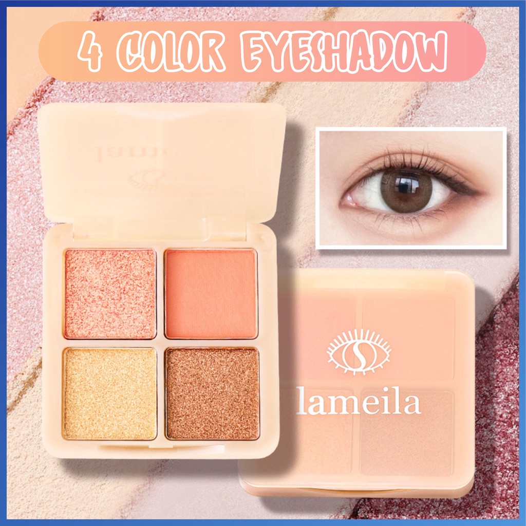 LAMEILA 4 Color Matte Eyeshadow Shimmer Eye Shadow Palette Long Lasting L53