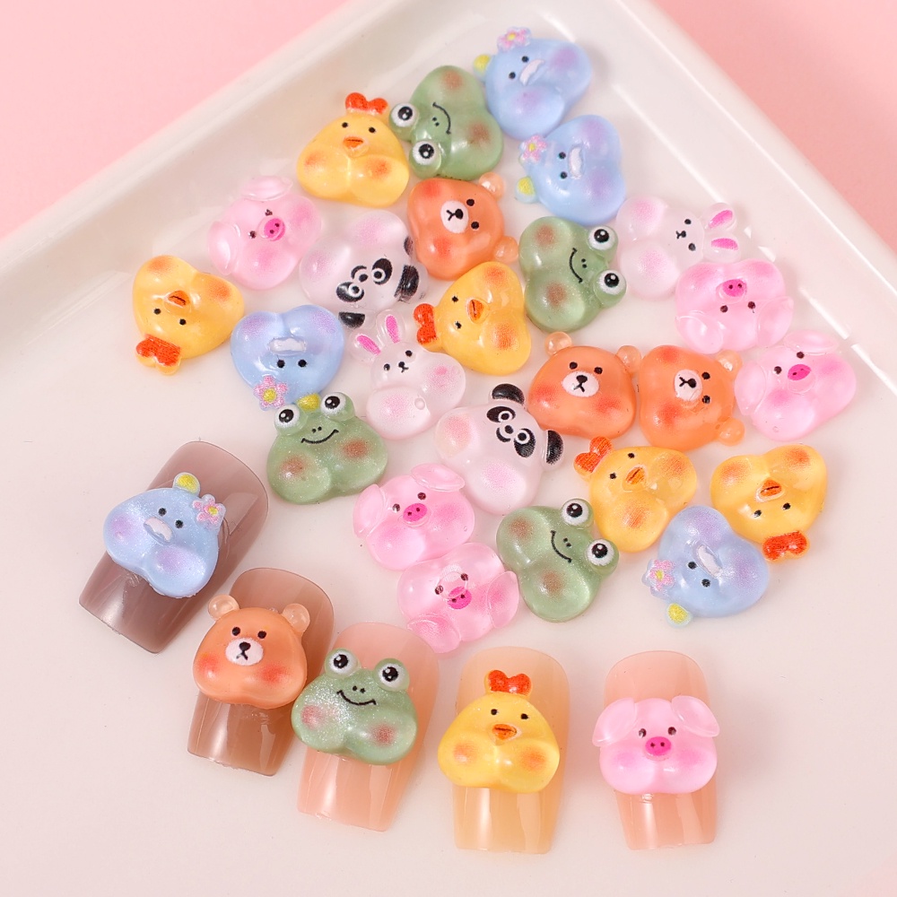 Diy Nail Art Decals Modis Shiny Nail Decorative Patch 10pcs/Pack Kartun Tiga Dimensi Hewan Kuku Aksesoris