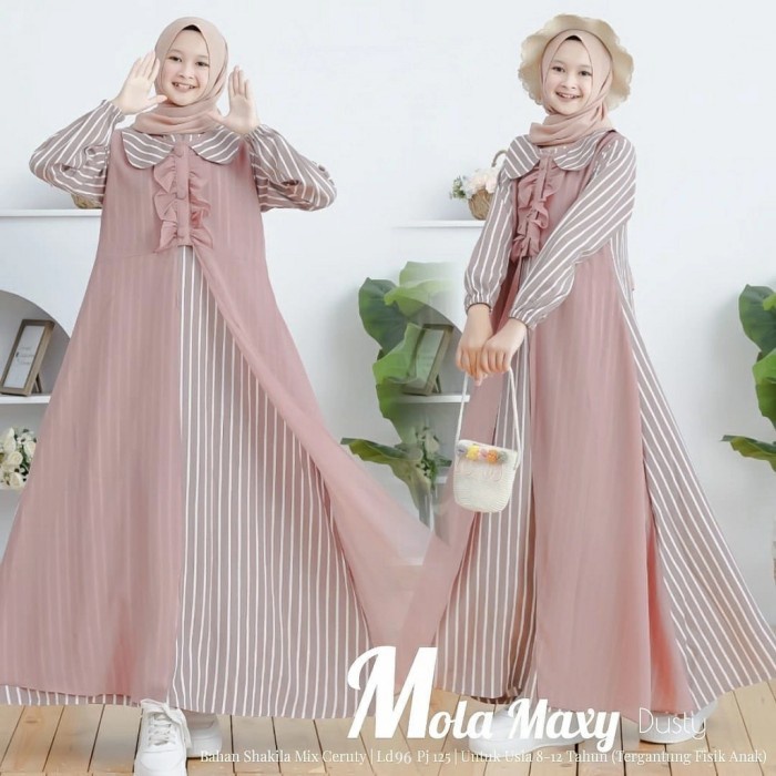 MOLA MAXY GAMIS REMAJA TANGGUNG ANAK MURAH TERBARU DRESS SYARI WANITA - Mocca