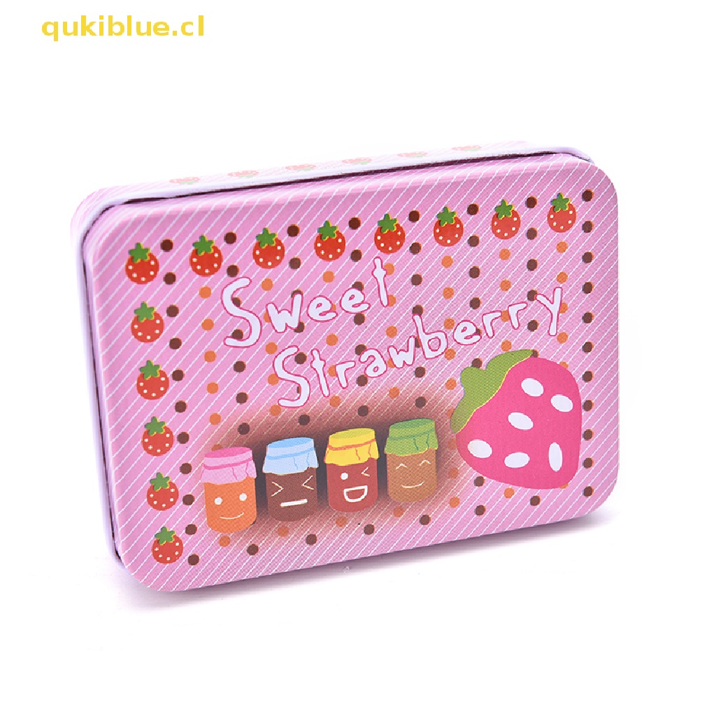 Qukiblue Wadah Logam Kaleng Mini Persegi Panjang Kecil Indah Kotak Penyimpanan Case Pattern, cl