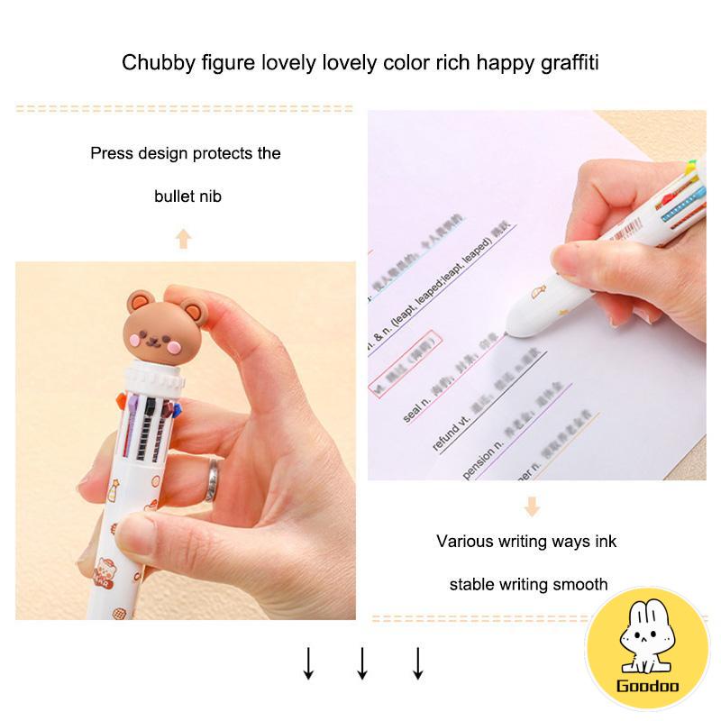 10 Warna Tekan Pulpen Beruang Lucu Bentuk Alat Tulis Kantor Siswa Pena -Doo