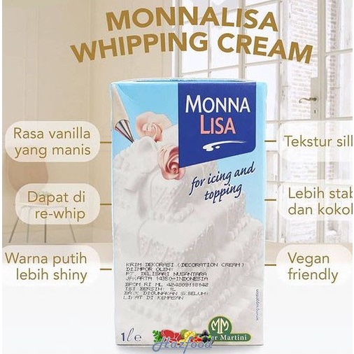 Monalisa Whipping Cream 1Liter / Monnalisa Whip Cream Cair 1Liter