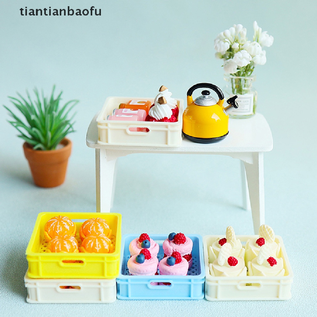 [tiantianbaofu] 1set 1per12rumah Boneka Miniatur Kue Teh Sore Dessert Makanan Cupcake Keranjang Butik