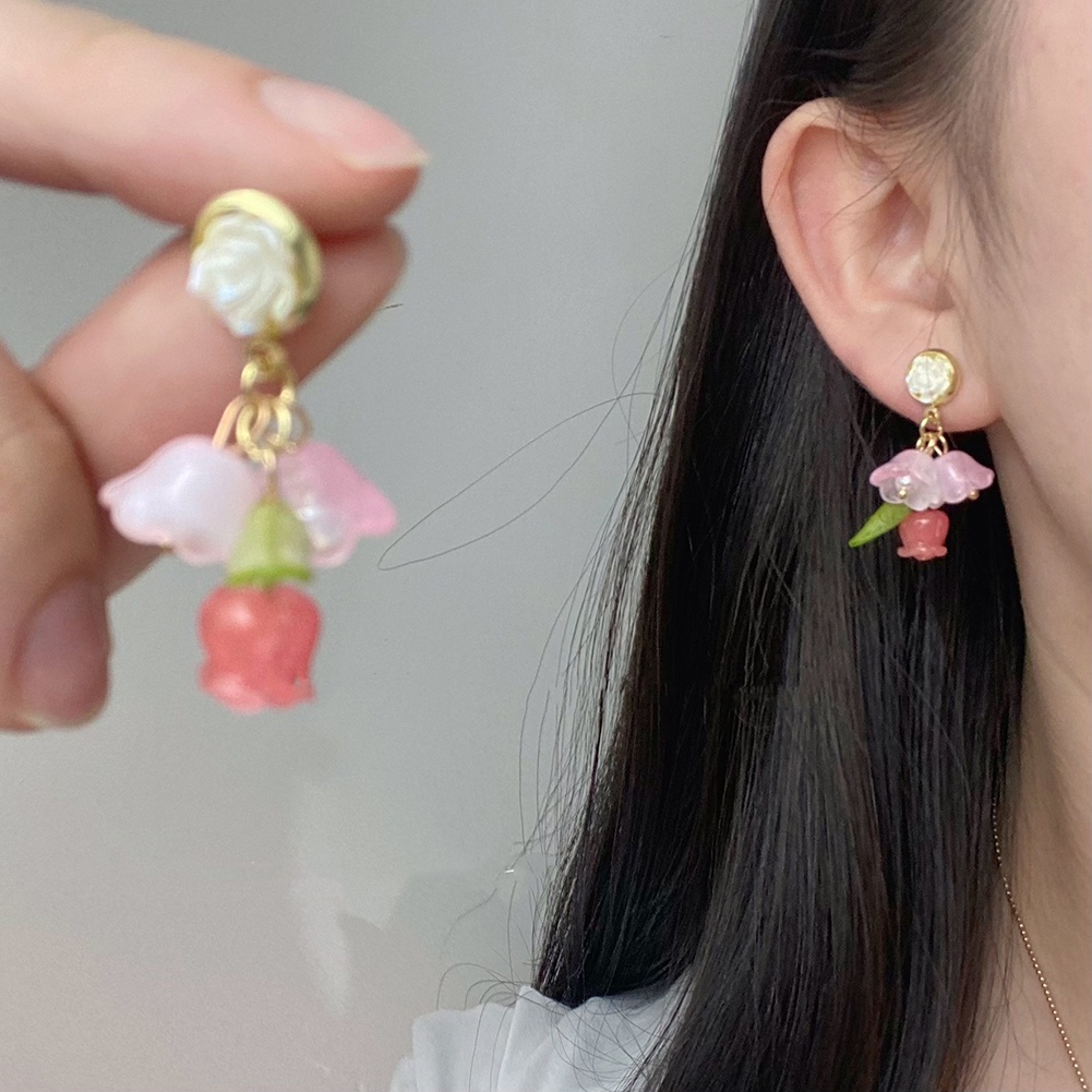 Temperate Pink Rose Earring Ins Earrings Stud Light Luxury Zircon Party Wedding Earing Women Jewelry Accessories