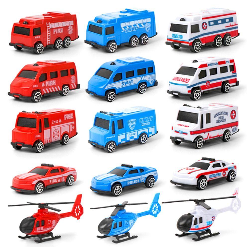 TOP 5pcs /set Mainan Mobil Inersia Mini Coasting Fleksibel Berputar Kendaraan Teknik Ambulance