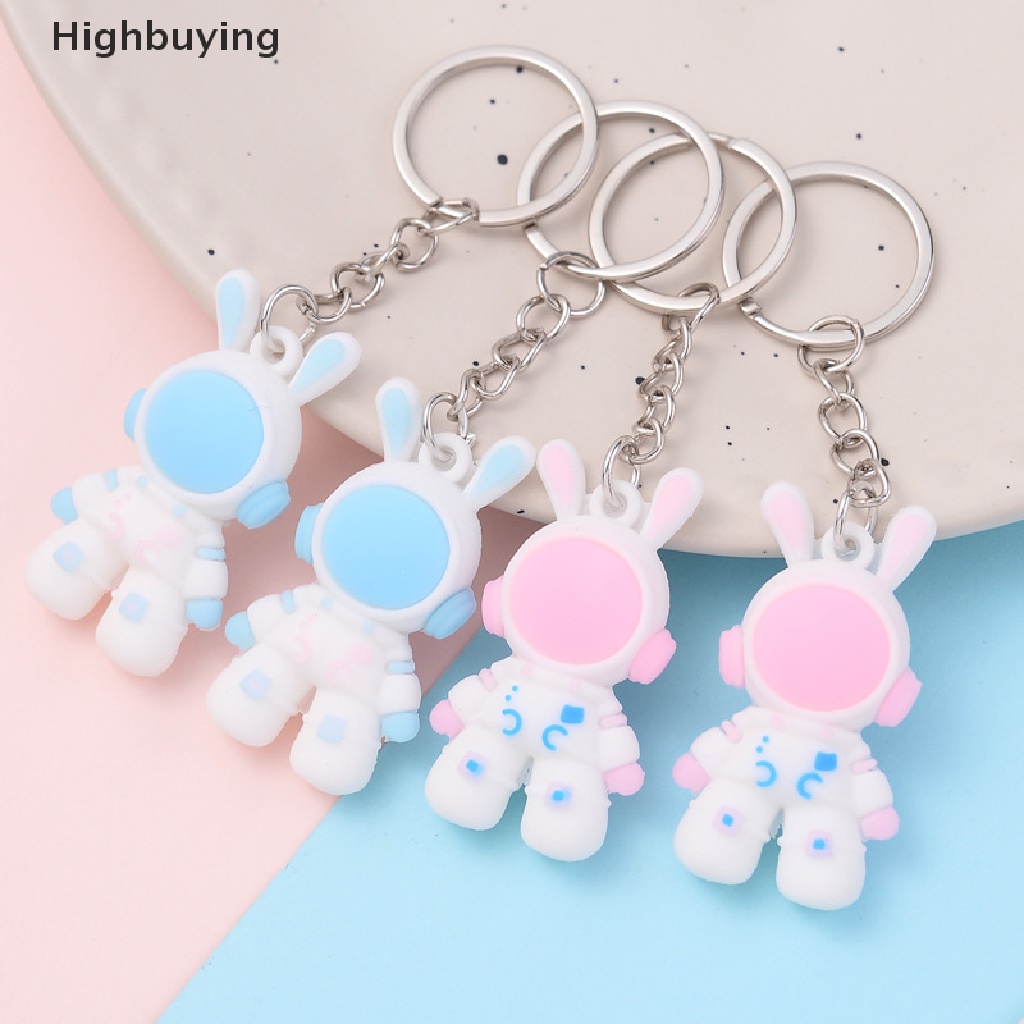 Hbid Lucu Kartun 3D Kelinci spaceman figure Boneka keychain keyring Untuk Wanita Pria bunny Astronot Mobil Gantungan Kunci ring Tas Pesona Liontin Glory