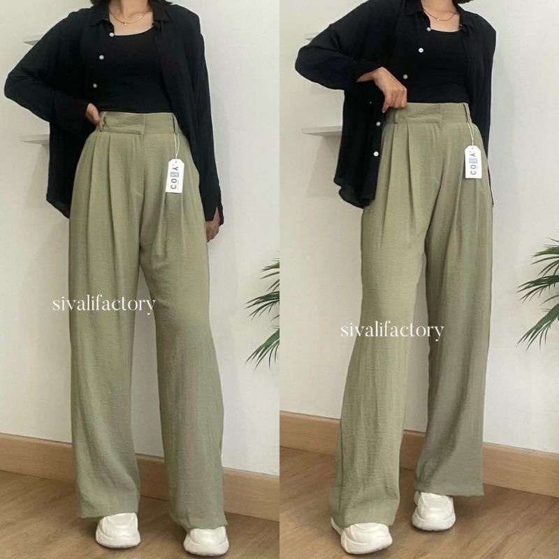 CELANA LOOSE PANTS WANITA TROUSERS HIGWAIST /KULOT FORMAL AIR FLOW