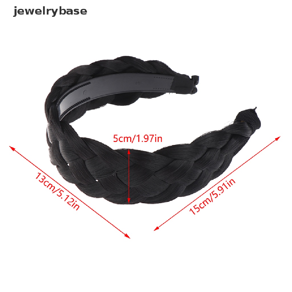 [jewelrybase] Kepang Lima Helai Ikat Kepala Kepang Tulang Ikan Dengan Gigi Non-slip Hitam Coklat Rambut Hoop Aksesoris Rambut Melebar Menebal Ikat Rambut Butik