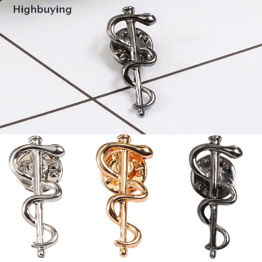 Hbid Antik Ular Tongkat Logam Alloy Pin Gesper Bros Brooch Dokter Perawat Simbol Enamel Lencana Fashion Perhiasan Glory