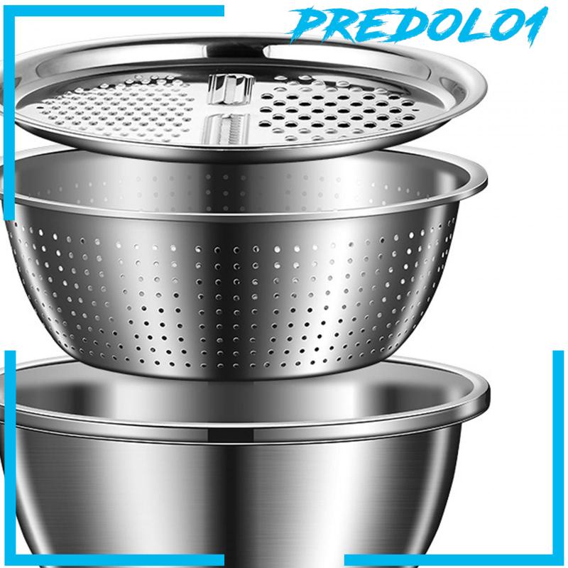 [Predolo1] Parutan Stainless Steel Baskom Mangkuk Cuci Sayur Dapur Portable