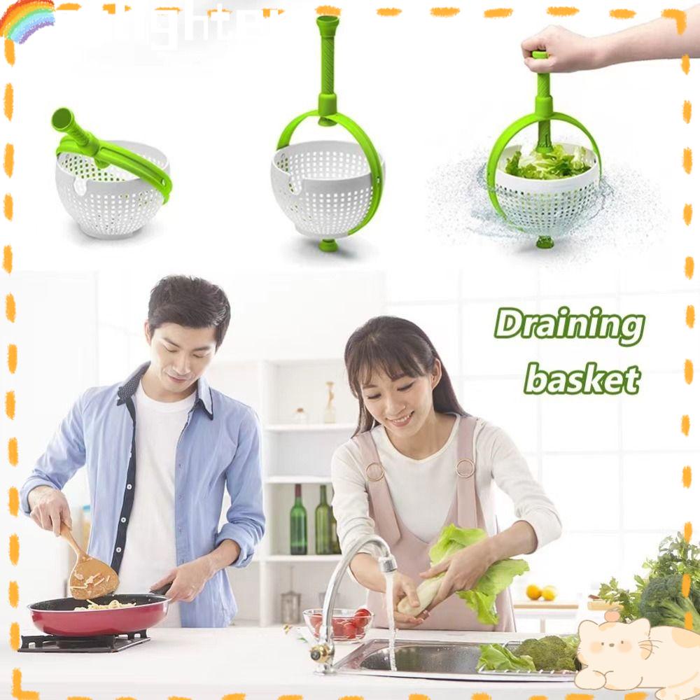 Solighter Colander Salad Spinner Portable Saringan Buah Gadget Dapur Alat Pembersih Sayuran Double-layer