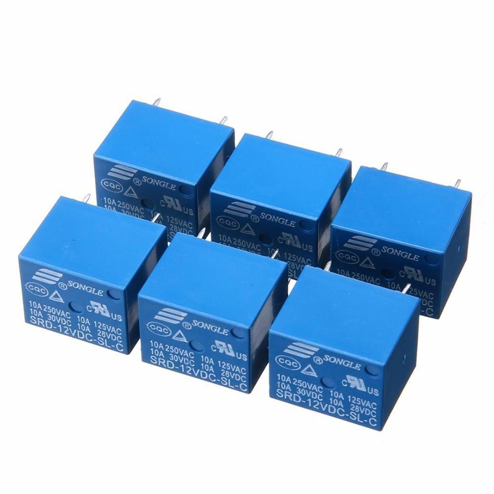 POPULAR 10pcs Power Relay Mini 5pin PCB Tipe SRD-05VDC-SL-C SRD-12VDC-SL-C