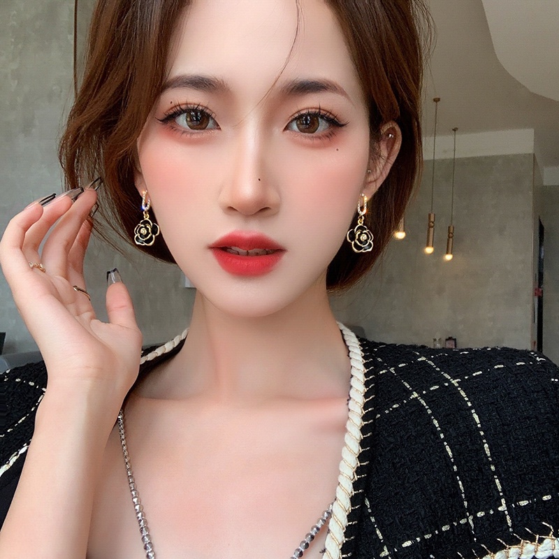 Korea Menjuntai Zirkon Camellia Anting Tusuk Ear Studs Perhiasan Pernikahan Untuk Wanita Perempuan