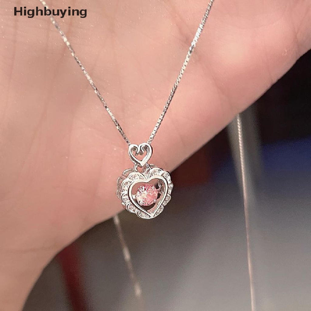 Hbid Fashion Vintage Hollow Pink Cinta Hati Liontin Kalung Warna Perak Aesthetic Rantai Leher Elegan Hadiah Pernikahan Untuk Wanita Perempuan Perhiasan Glory