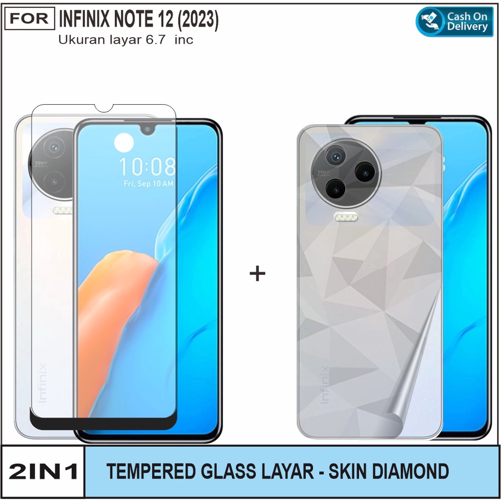 Tempered Glass Layar Infinix Note 12 (2023) Free Skin Diamond
