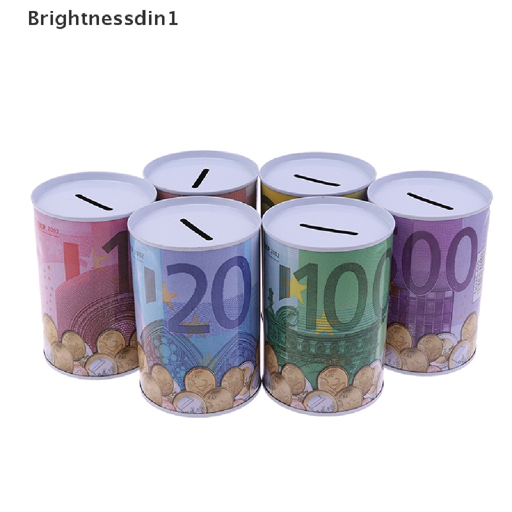 [Brightnessdin1] Kotak Uang Dollar Euro Brankas Cylinder Celengan Bank Tempat Penyimpanan Koin Butik