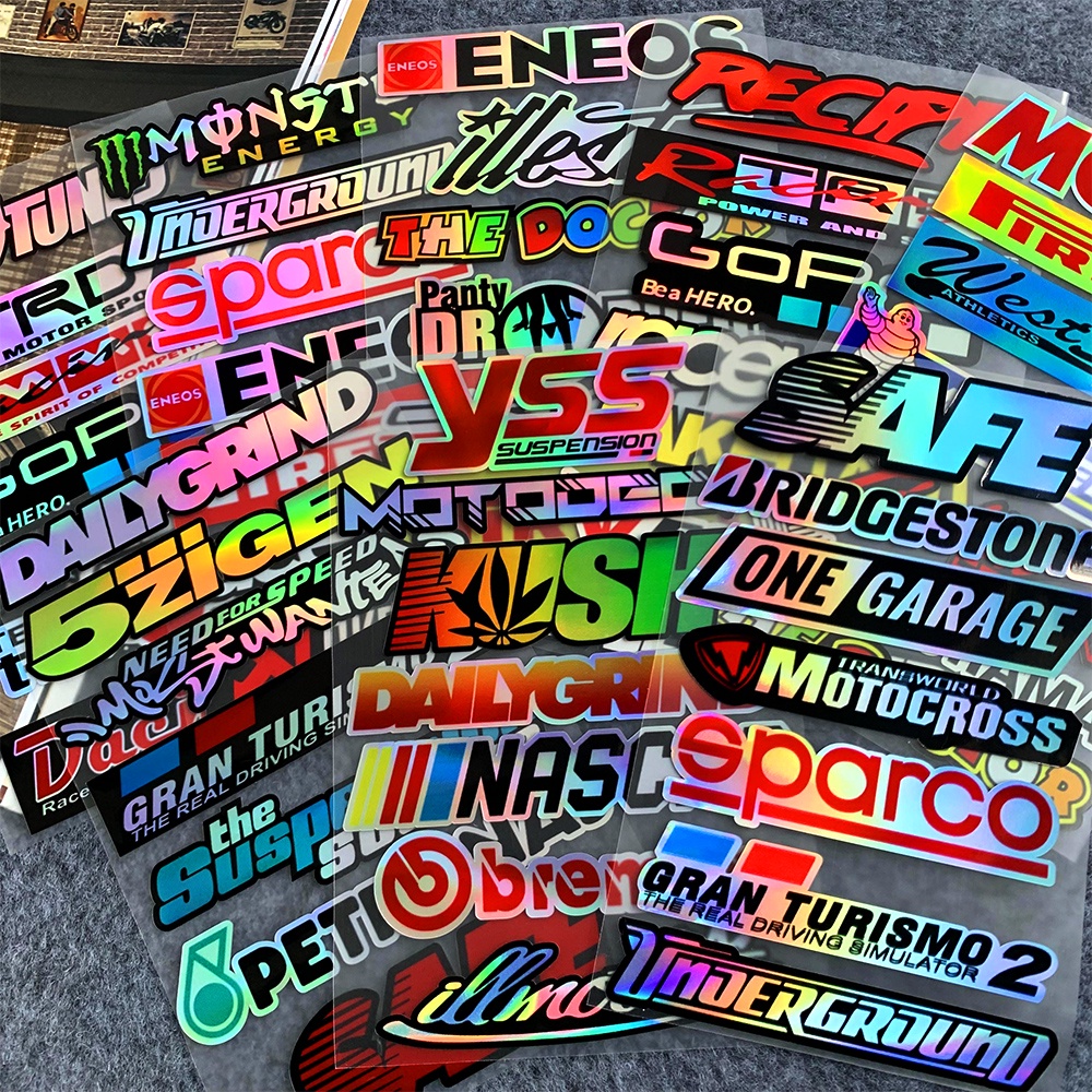 Stiker Motor Reflektif Helm Dekorasi Laser PIRELLI Monster ENEOS YSS Brembo Sponsor Seri Full Set Sepeda Modifikasi Decal