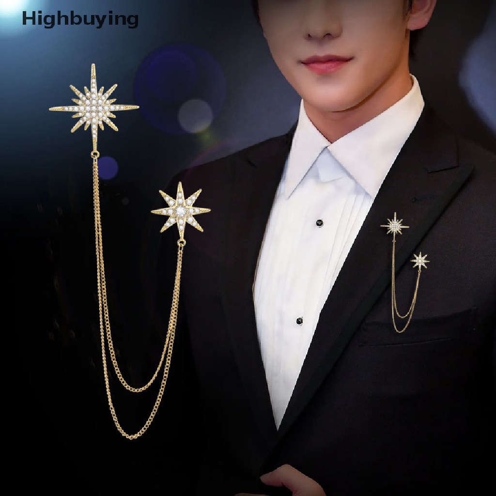 Hbid Wanita Pria Bintang Rantai Bros Pin Fashion Vintage Logam Berlian Imitasi Perhiasan Liontin Wanita Pria Pesta Brooch Hadiah Glory