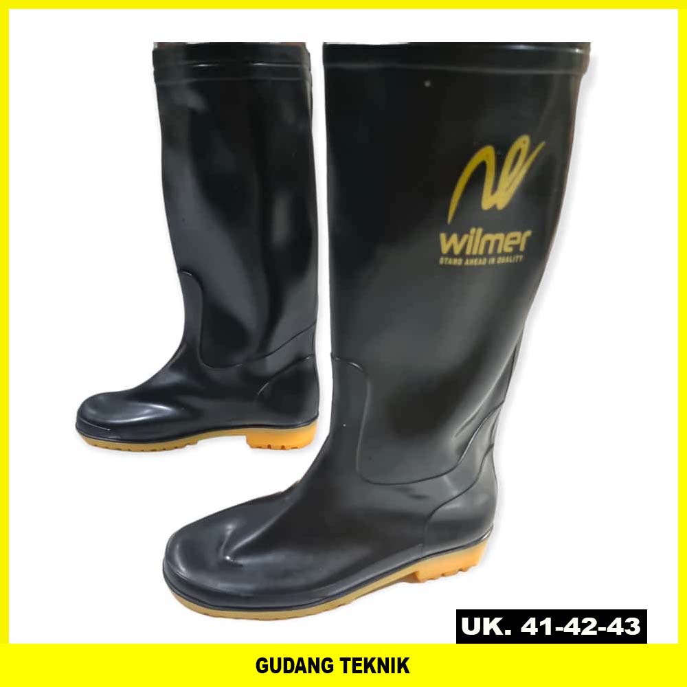 Sepatu boot Hitam Pria wanita /unisex Panjang / Sepatu Boot Karet Elastis Lentur Wilmer