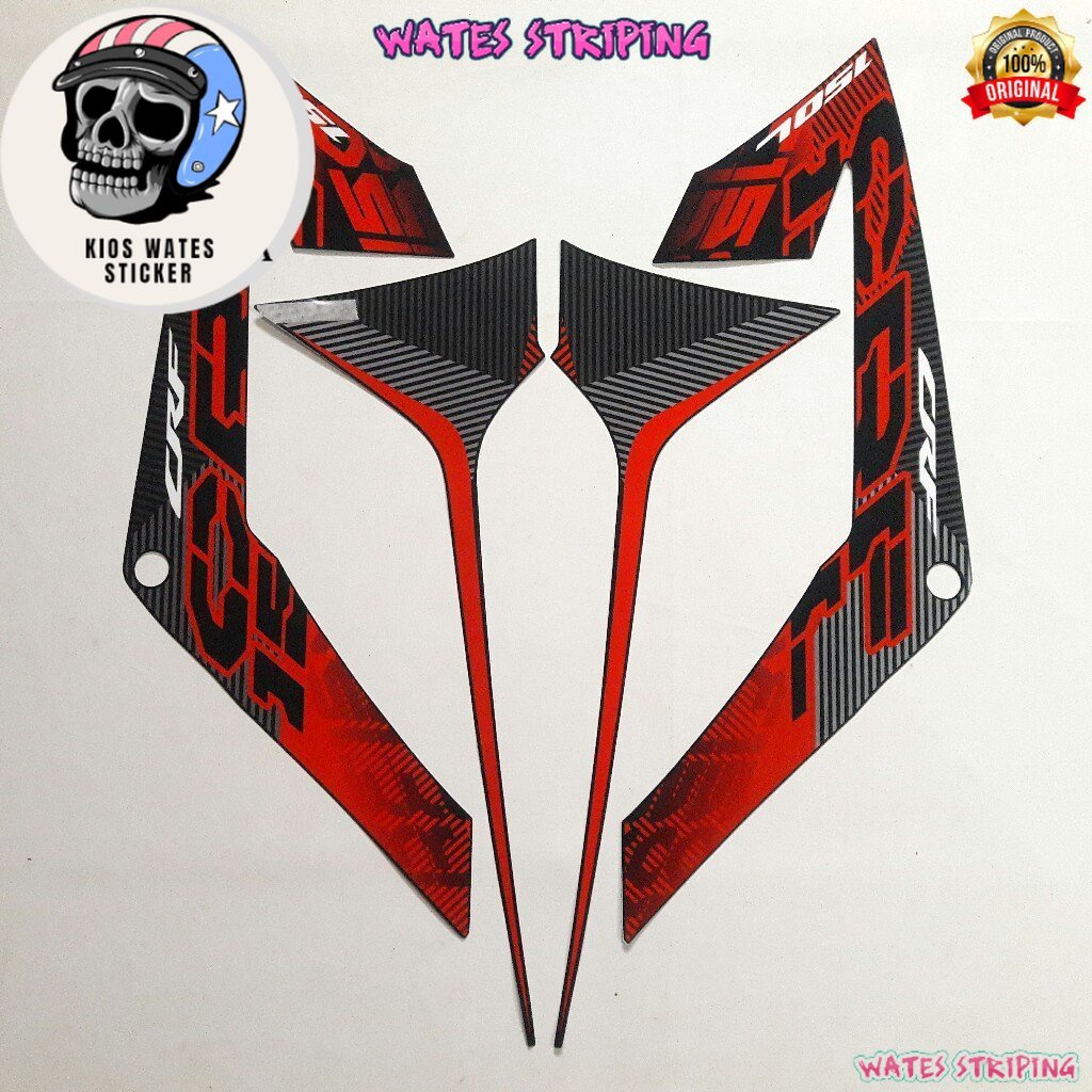 Original Asli Striping Decal Polet Sticker honda CRF 150L 2019 2020 2021 2022 Full Hitam merah body 